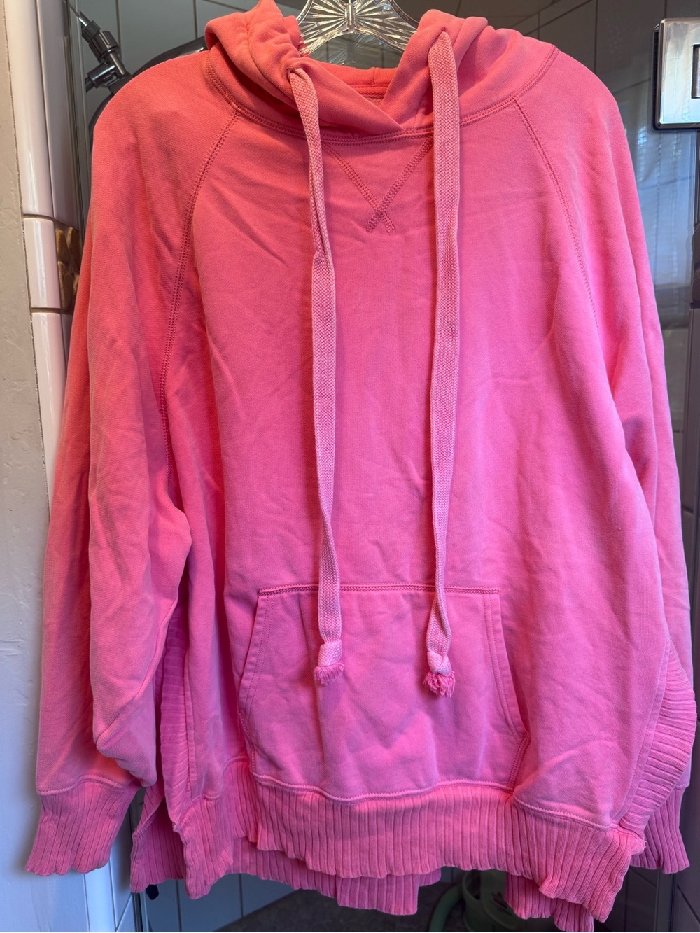 American Eagle Coral Pink Oversized Hooded Pullover Sweatshirt size xl
